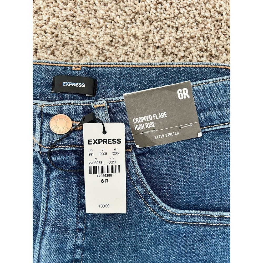 Express Women's Jeans Size 6R High Rise Cropped Flare Denim NWT - Picture 4 of 6